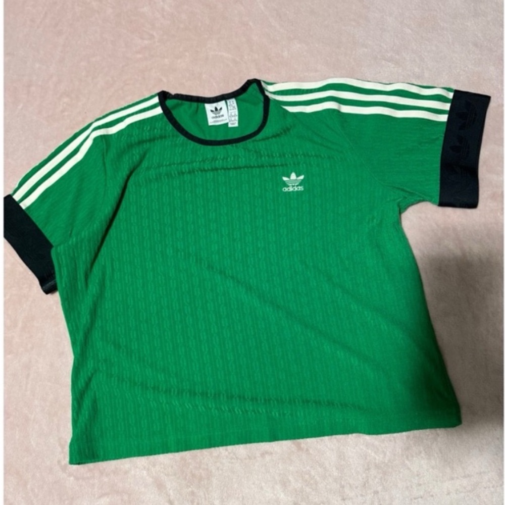 Adidas Green and Black Short Sleeve Tee